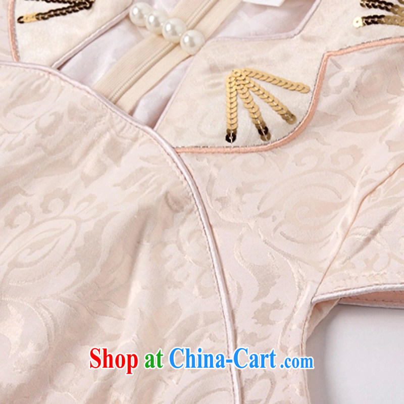 NSF summer 2015 new female fashion improved cheongsam dress daily beauty dresses short Chinese Dress summer apricot XXL, NSF, shopping on the Internet