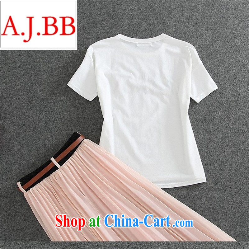 Orange Ngai advisory committee * 2015 summer Korean version of the new, embroidered cotton shirt Elastic waist long skirt with belt Kit white XL, A . J . BB, shopping on the Internet