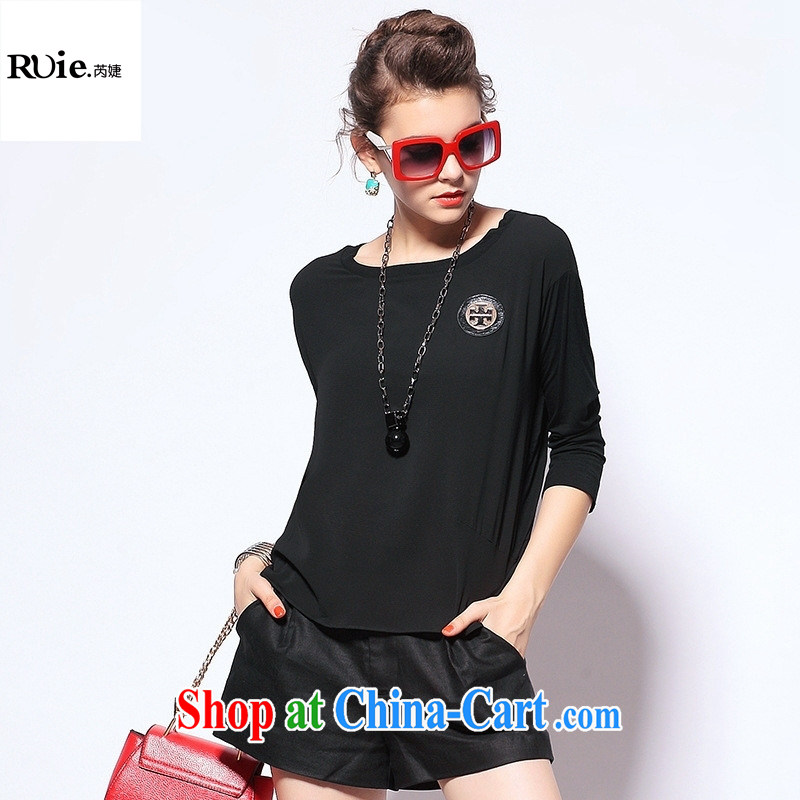 The European site boutique style summer 2015 new solid-colored female American and European Big female T shirts hot Q 151,965 black L, health concerns (Rvie .), and, on-line shopping