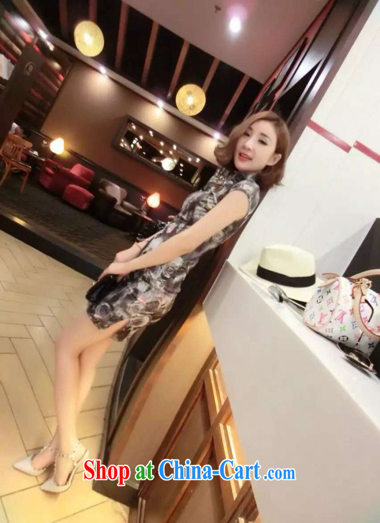 Diane of Mephidross retro style name Yuan flowers cheongsam reconstructed Stretch Dress gray M pictures, price, brand platters! Elections are good character, the national distribution, so why buy now enjoy more preferential! Health