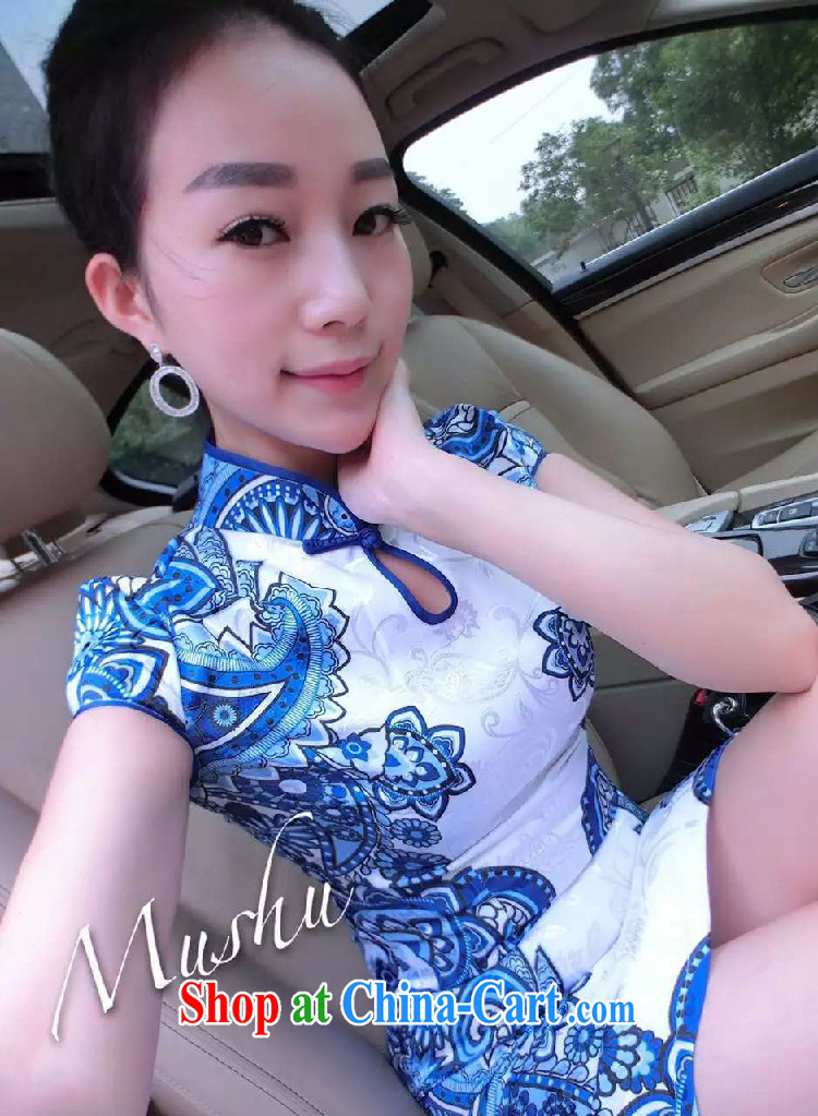Diane sprawl of 2015 summer retro name yuan style tight package and blue and white porcelain cheongsam dress white L pictures, price, brand platters! Elections are good character, the national distribution, so why buy now enjoy more preferential! Health