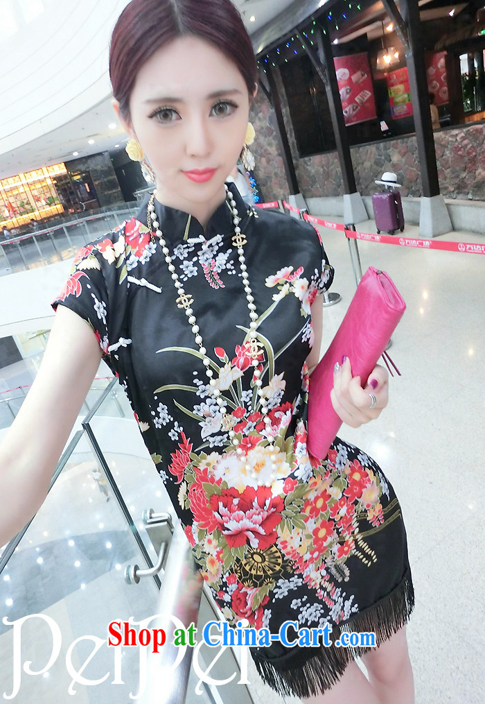 Diane sprawl of new, classic and elegant name yuan style beauty graphics thin painting stamp dresses flow, dresses are black, pictures, price, brand platters! Elections are good character, the national distribution, so why buy now enjoy more preferential! Health