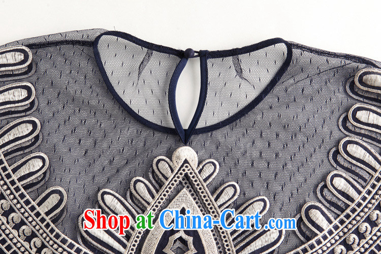 Sunny commuter store Y 204 European site 2015 summer the new women in Europe and America with the heavy industry embroidery elegant shirt T shirt dark blue L pictures, price, brand platters! Elections are good character, the national distribution, so why buy now enjoy more preferential! Health