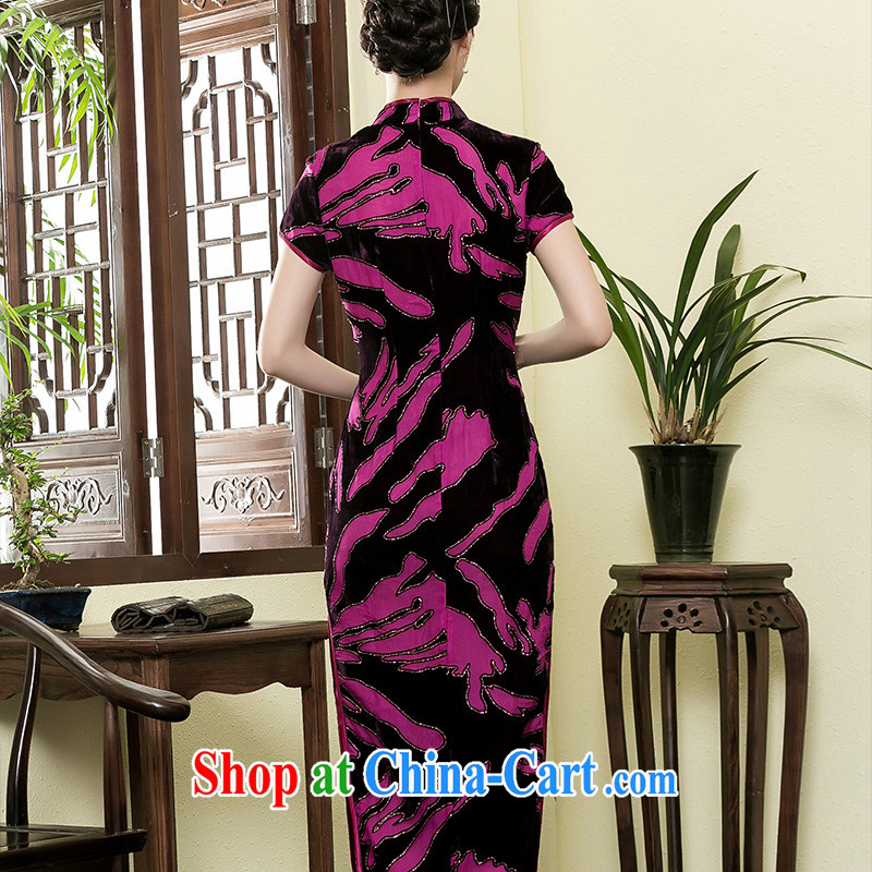 Yin Yue NARS summer 2015 New Long, improved cheongsam scouring pads and elegant middle-aged ladies MOM cheongsam dress purple and black XXXL seal, Yin Yue, shopping on the Internet