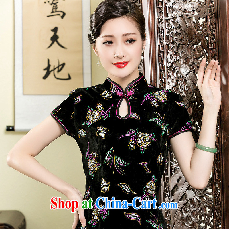 Yin Yue NARS summer 2015 New Long velvet dresses mother dress Ms. improved cheongsam stylish dresses picture color XXXL seal, Yin Yue, shopping on the Internet