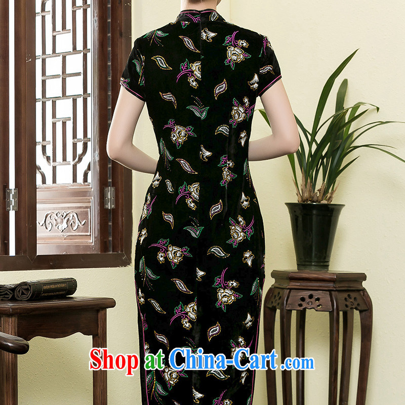 Yin Yue NARS summer 2015 New Long velvet dresses mother dress Ms. improved cheongsam stylish dresses picture color XXXL seal, Yin Yue, shopping on the Internet