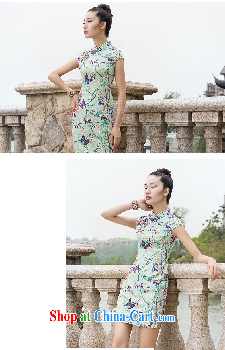 Wind Blowing summer 2015 new Chinese female high-end stylish improved daily short beauty dresses cheongsam green XXL pictures, price, brand platters! Elections are good character, the national distribution, so why buy now enjoy more preferential! Health