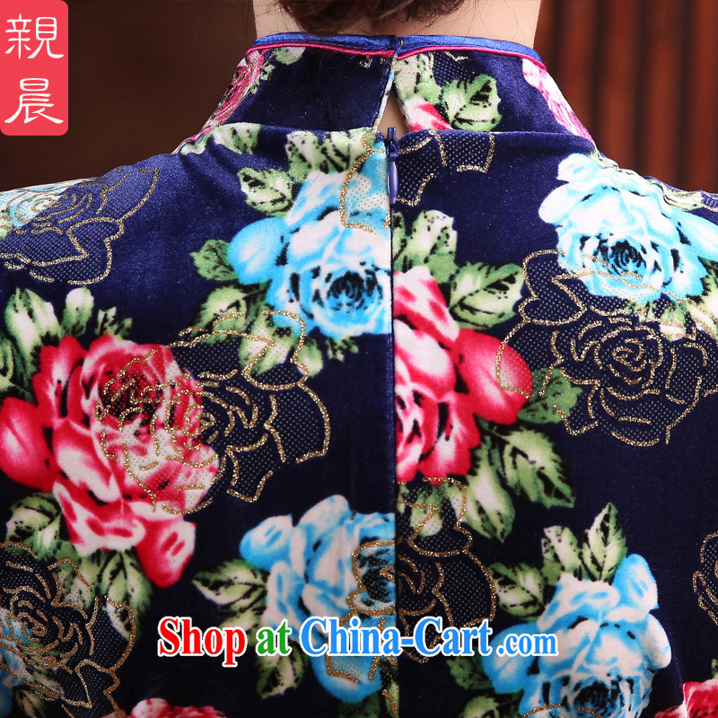 pro-am 2015 new daily improved stylish MOM velvet cheongsam dress summer long, short-sleeved qipao dresses long 2XL, pro-am, shopping on the Internet
