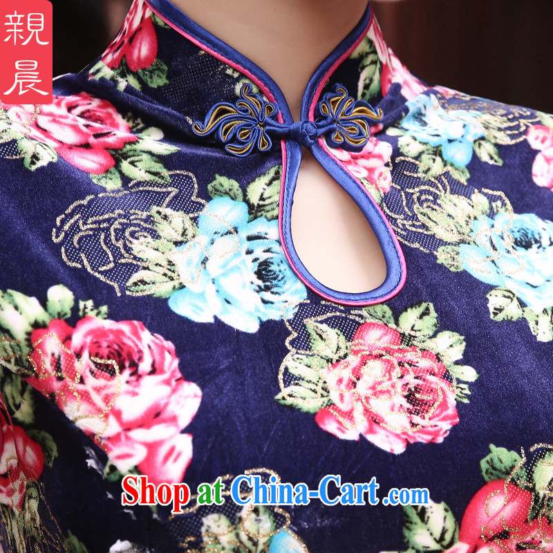 pro-am 2015 new daily improved stylish MOM velvet cheongsam dress summer long, short-sleeved qipao dresses long 2XL, pro-am, shopping on the Internet