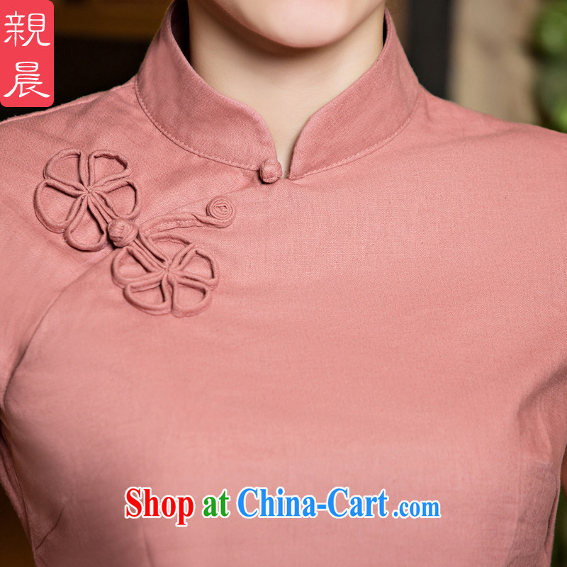 pro-am, new 2015 daily Tang women summer dresses T-shirt improved stylish China wind cotton the cheongsam dress CND leather pink T-shirt 2XL, pro-am, shopping on the Internet