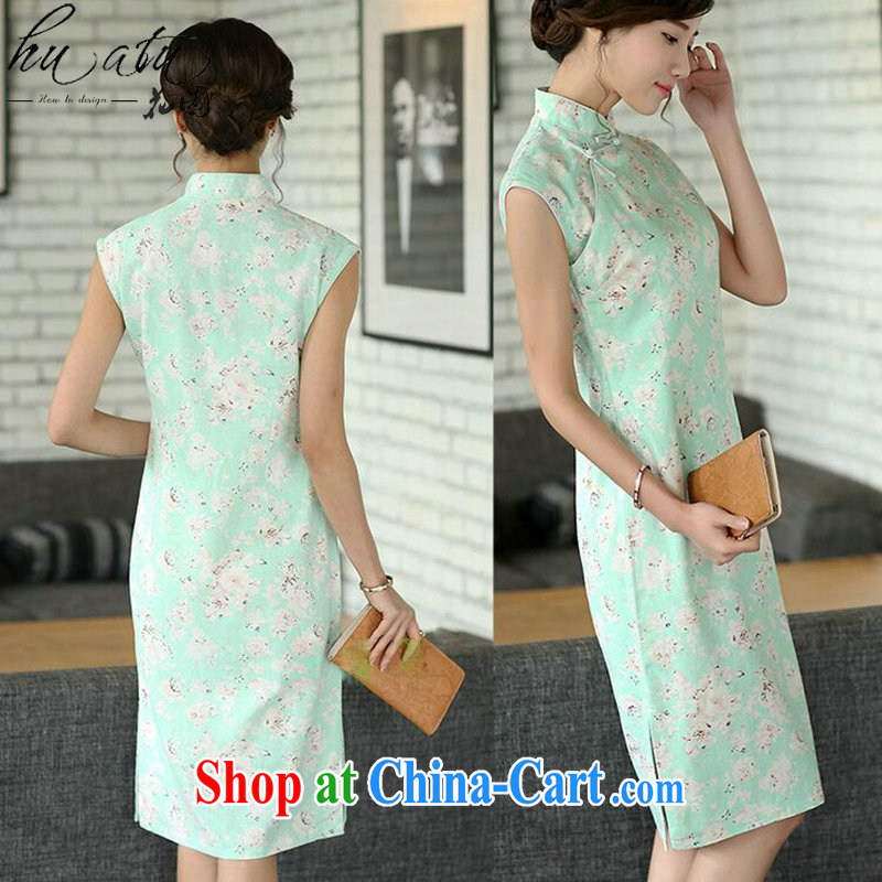 spend the summer dresses and retro dresses dresses, improved the collar manual cultivating linen dresses sleeveless green roses 2 XL, spend, and, shopping on the Internet